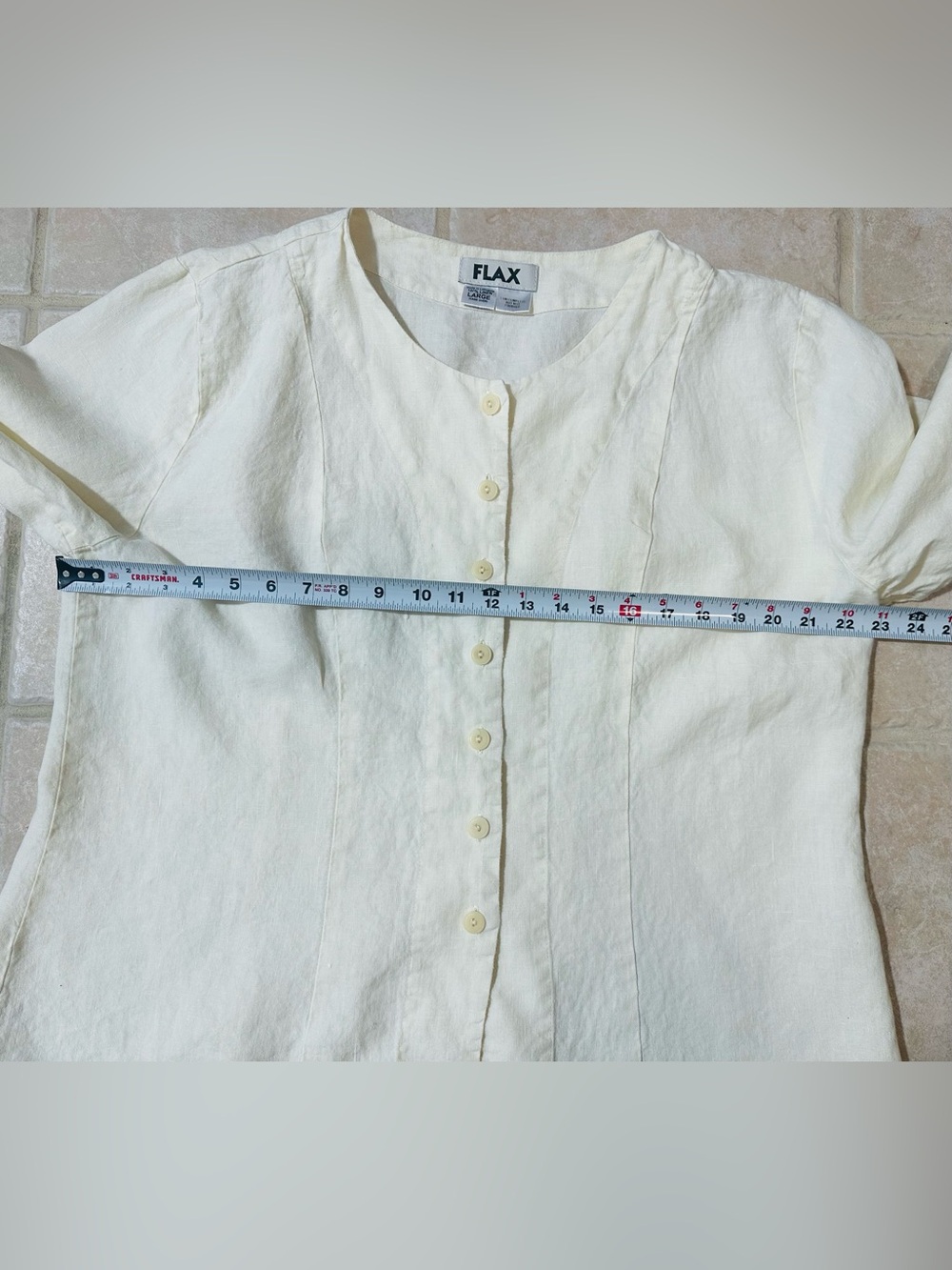 FLAX 100% Linen Buttoned Jacket L Lightweight Lagenlook Breathable Minimalist - Picture 4 of 7